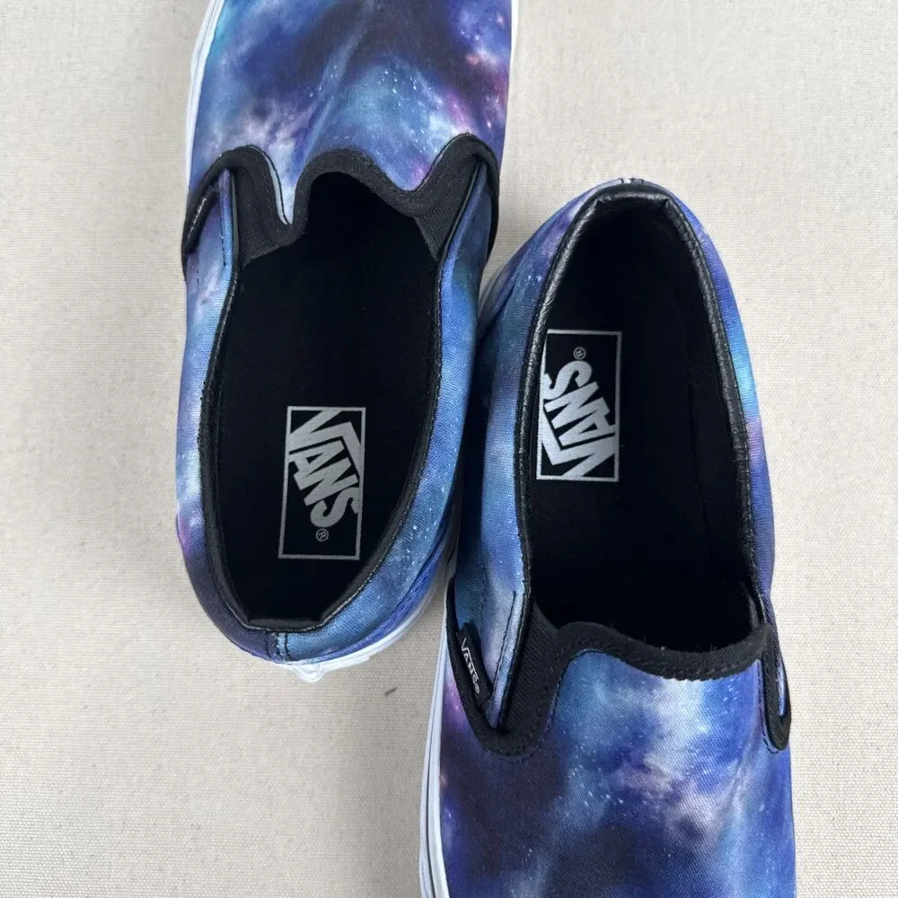 Vans Classic Slip On Galaxy Nebula Cosmic Shoes Men 9.5 Women 11 Blue Purple